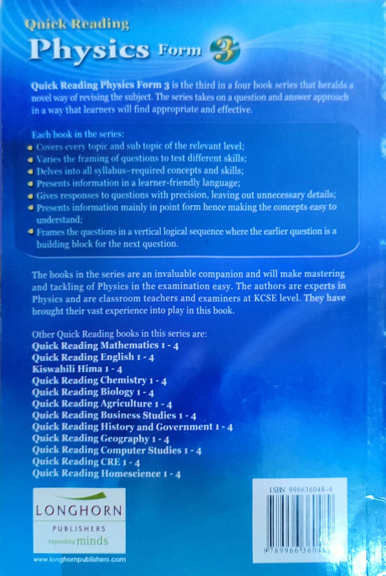 Quick Reading Physics: Form 3